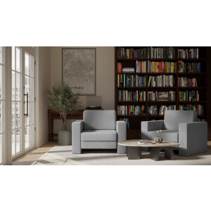 BRUNO slaapstoel 70cm in Aurora zilvergrijs | praktisch formaat | stevig massief hout & boxspringcomfort