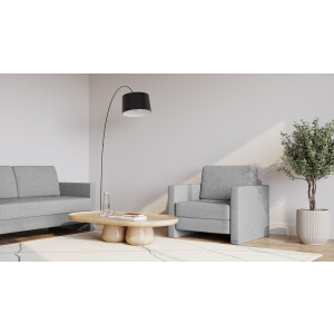 BRUNO slaapstoel 70cm in Aurora zilvergrijs | praktisch formaat | stevig massief hout & boxspringcomfort