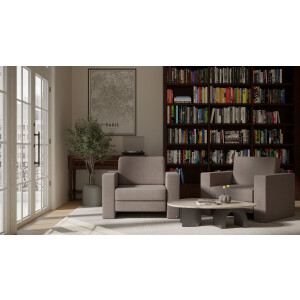 BRUNO slaapstoel 70cm in aurora taupe | praktisch formaat | stevig massief hout & boxspringcomfort
