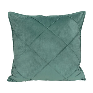 QUVIO Sierkussen geruit - Gevuld - Fluweel - 50 x 50 cm - Eucalyptus groen
