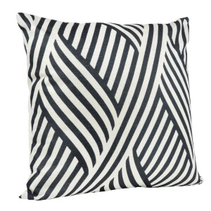 QUVIO Sierkussen met golf patroon - Gevuld - 45 cm x 45 cm - Zwart/Beige
