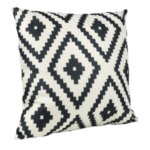 QUVIO Sierkussen met geruit patroon - Gevuld - 45 x 45 cm - Zwart/Beige