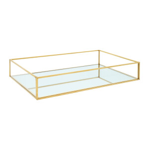 QUVIO Dienblad decoratief - Glas met spiegel - Goud