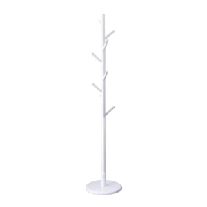 QUVIO Staande kapstok hout - 175 cm hoog - 8 ophanghaken - Wit