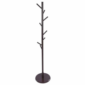 QUVIO Staande kapstok hout - 175 cm hoog - 8 ophanghaken - Bruin