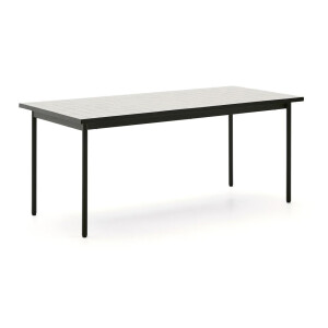 Kave Home Outdoor Eettafel 'Maurina' Cement en staal, 182 x 91cm, kleur Wit