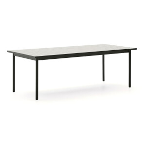 Kave Home Outdoor Eettafel 'Maurina' Cement en staal, 223 x 101cm, kleur Wit