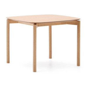 Kave Home Eettafel 'Indara' Essen en rubberhout, 100 x 100cm