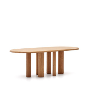 Kave Home Ovale Eettafel 'Mailen' Essenhout, 220 x 105cm, kleur Naturel