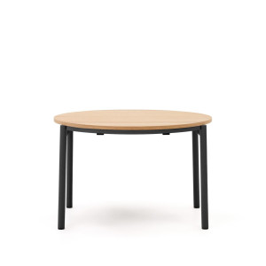 Kave Home Ronde Uitschuifbare Eettafel 'Montuiri' Eiken, 120 - 200 x 120cm, kleur Zwart