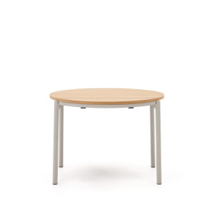 Kave Home Uitschuifbare Ronde Eettafel 'Montuiri' 90/170cm, kleur Naturel/Grijs