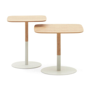 Kave Home Vierkante Bijzettafel 'Watse' Set van 2 stuks, kleur Naturel/Wit