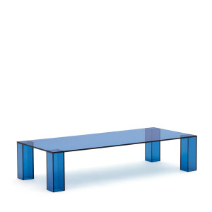 Kave Home Salontafel 'Adularia' Glas, 140 x 60cm, kleur Blauw