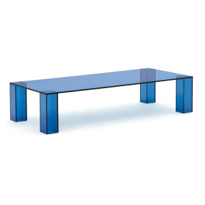 Kave Home Salontafel 'Adularia' Glas, 140 x 60cm, kleur Blauw