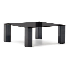 Kave Home Salontafel 'Adularia' Glas, 85 x 85cm, kleur Donkergrijs