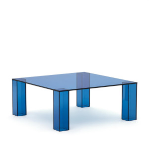 Kave Home Salontafel 'Adularia' Glas, 85 x 85cm, kleur Blauw