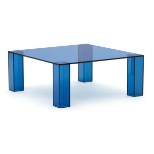 Kave Home Salontafel 'Adularia' Glas, 85 x 85cm, kleur Blauw