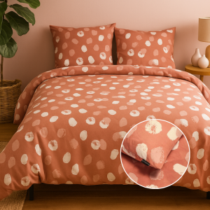 Dekbedovertrek Katoen-Flanel - Tess - Lits-Jumeaux (240x220 Cm) - Rood Flanel Katoen - Stippen - Presence - Dekbed-Discounter.nl