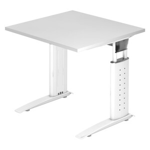 UNDA 8 W | Bureau - 80 x 80 Tafelhoogte I In hoogte verstelbaar Wit/Wit