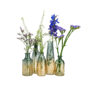 QUVIO Glazen vazen - Set van 5 - Geel/Blauw