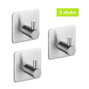 XIVADA Handdoekhaken - Zelfklevend - Vierkant - Rvs - Zilver - 3 stuks