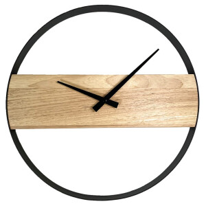 QUVIO Wandklok modern - Staal en hout - Diameter 36 cm