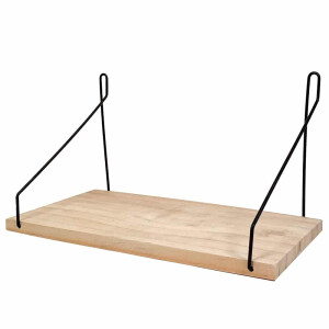QUVIO Wandplank - Hout en staal - 14,5 x 30 x 17 cm