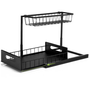 XIVADA Gootsteenkast organizer - Staal - Uitschuifbaar - Zwart
