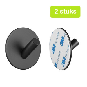 XIVADA Handdoekhaakjes Xavi - Zelfklevend - Rvs - Zwart - Set van 2