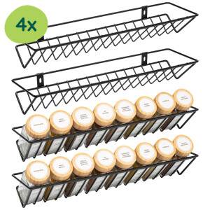 XIVADA Kruidenrek ophangbaar - Muur - Metaal - Zwart - Set van 4