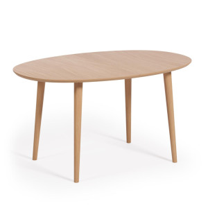 Kave Home Uitschuifbare Ovale Eettafel 'Oqui' 140 - 220 x 90cm, kleur Eiken Naturel