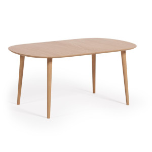 Kave Home Uitschuifbare Ovale Eettafel 'Oqui' 160 - 260 x 100cm, kleur Eiken Naturel