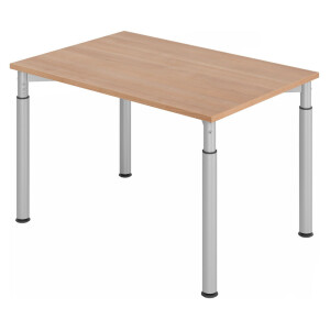 YAMA 12 S | Bureau - 120x80 Walnoot/Zilver Tafelhoogte I In hoogte verstelbaar