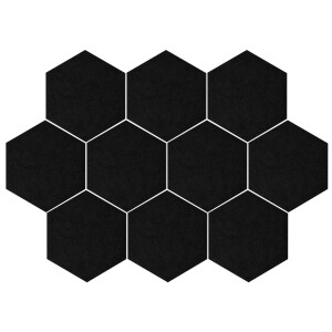 QUVIO Memobord - Hexagon Bulletin board - Set van 10 - Zwart