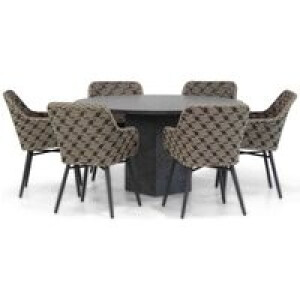 Lifestyle Crossway/Graniet 140 cm rond dining tuinset 7-delig