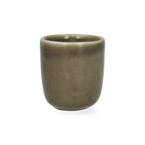 Beker, reactieve glazuur, steengoed, olijfgroen, Ø6 x 6,5 cm