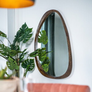 By-Boo Spiegel 'Plecto' Mangohout 120 x 70cm, Organisch, kleur Bruin