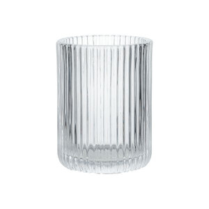 Tandenborstelbeker, geribbeld glas, Ø7 x 9,5 cm