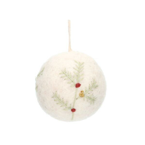 Kerstbal, vilt, wit,Ø5 cm