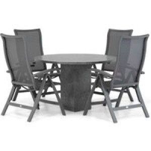 Presto Lucardo/Graniet 120 cm rond dining tuinset 5-delig