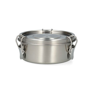 Lunchbox met siliconen ring, RVS, rond, Ø14 cm, 500 ml
