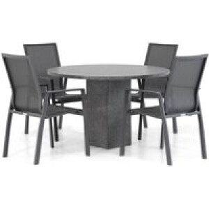 Lifestyle Ultimate/Graniet 120 cm rond dining tuinset 5-delig