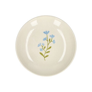 Gebaksbordje, steengoed, blauwe bloem, Ø 16 cm