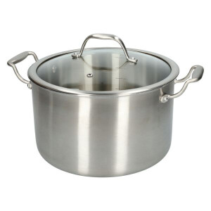 Kookpan met glazen deksel, 3-laags, rvs, PFAS-vrij, Ø24 cm