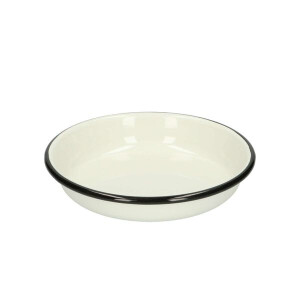Bord diep, emaille, zwart/wit, Ø 15 cm