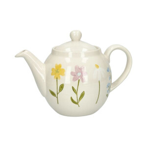 Theepot, steengoed, wilde bloemen, 1,3 liter