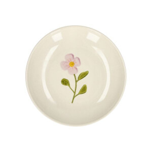 Gebaksbordje, steengoed, roze bloem, Ø 16 cm