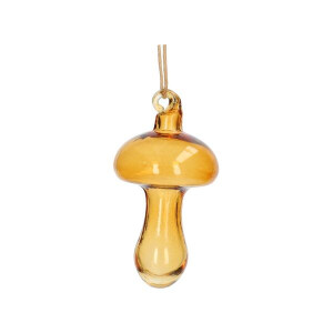 Hanger paddenstoel, glas, oker, 9 cm