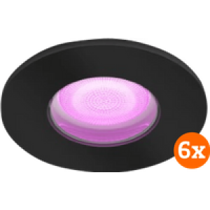 Philips Hue Xamento badkamer inbouwspot White and Color - Zwart - Rond 6-pack