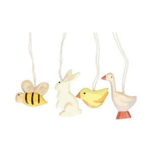 Eitjes, hout, dieren, 4 stuks